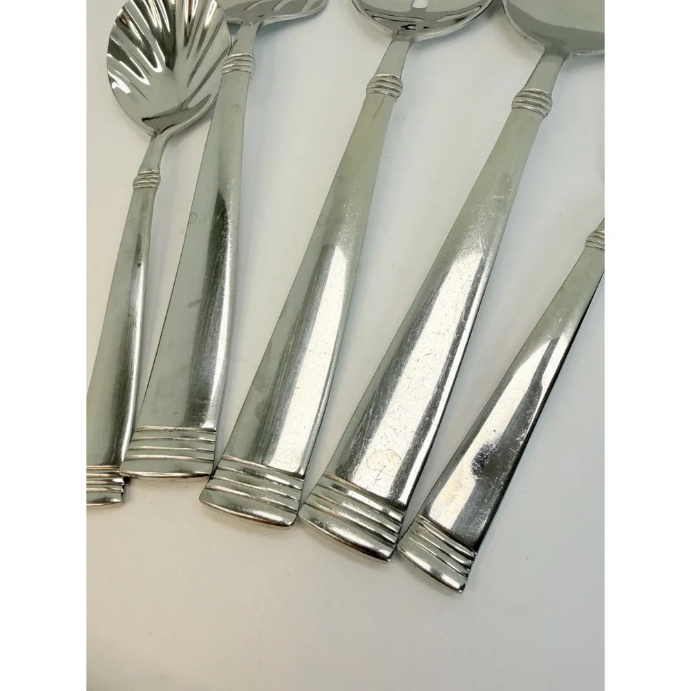 Wallace Napoli Glossy Stainless Set Of 5 Serving Spoon Fork Sugar Butter Knife